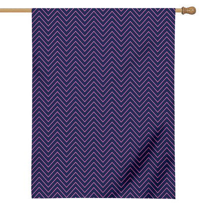 Navy And Pink Zigzag Pattern Print House Flag