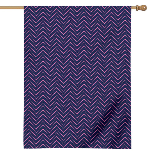 Navy And Pink Zigzag Pattern Print House Flag