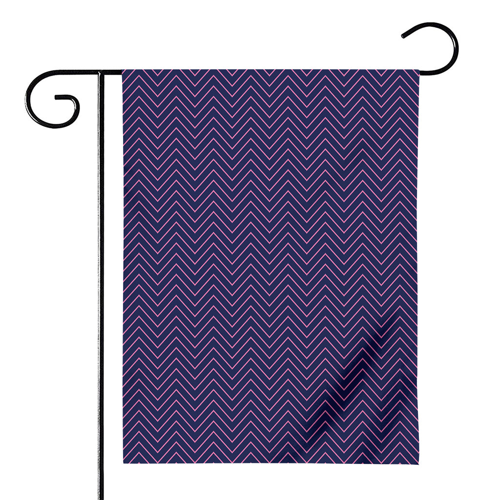 Navy And Pink Zigzag Pattern Print House Flag