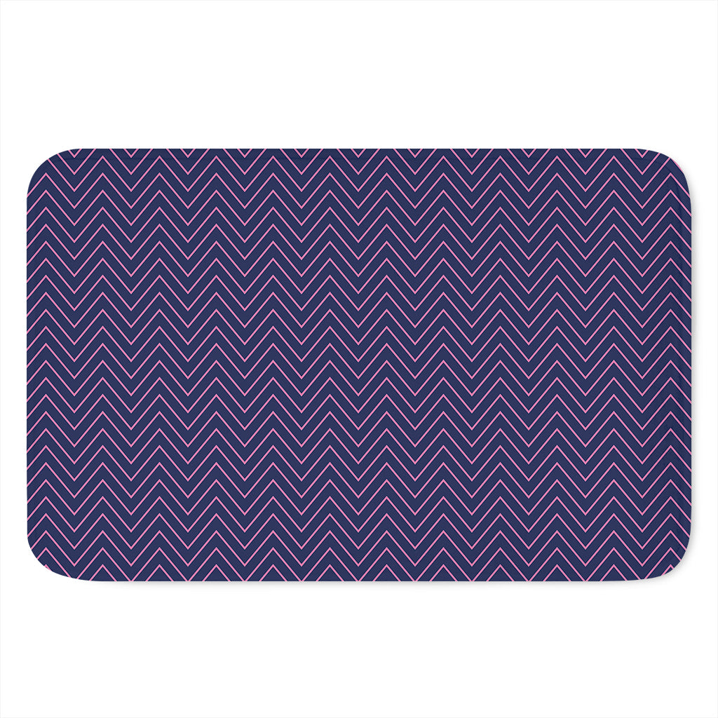 Navy And Pink Zigzag Pattern Print Indoor Door Mat