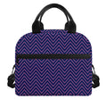 Navy And Pink Zigzag Pattern Print Insulated Lunch Bag