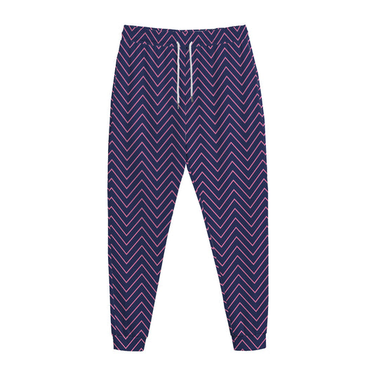 Navy And Pink Zigzag Pattern Print Jogger Pants