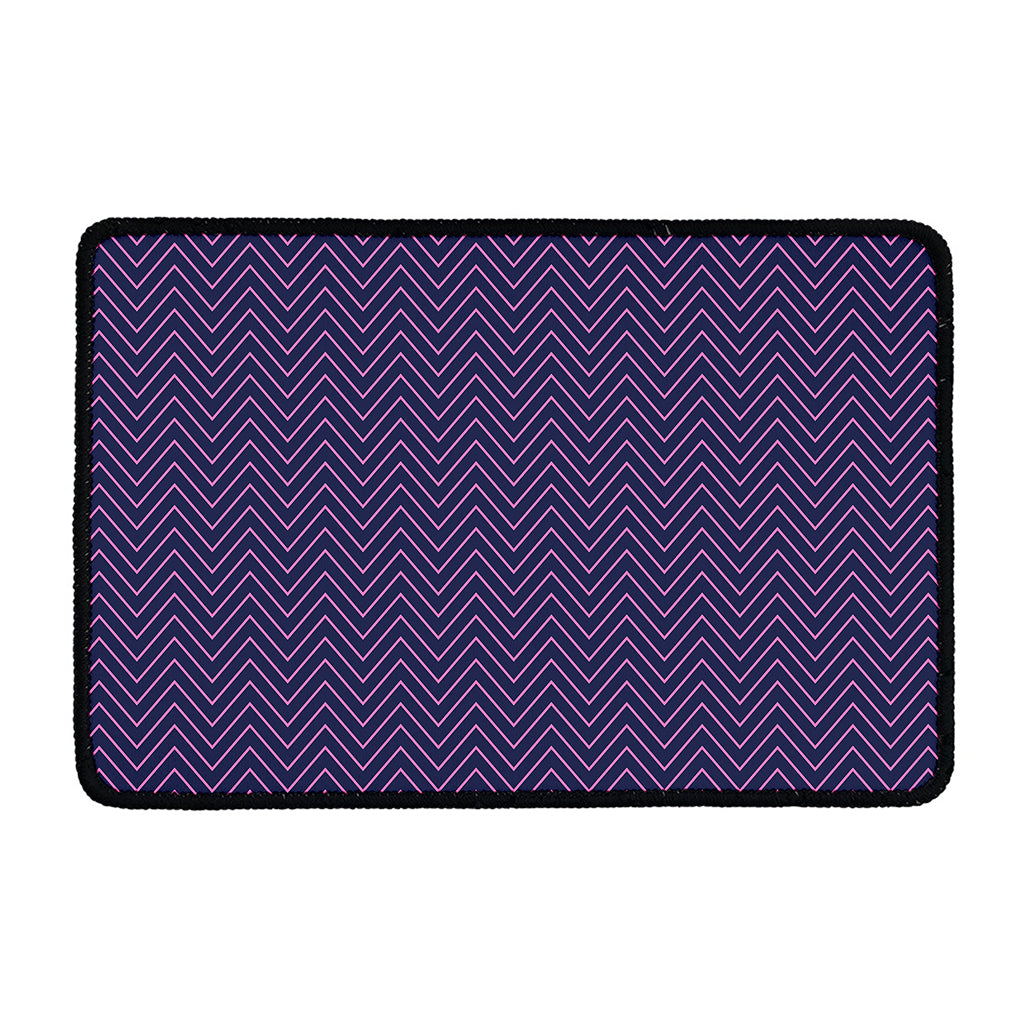 Navy And Pink Zigzag Pattern Print Kitchen Mat