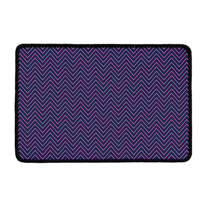 Navy And Pink Zigzag Pattern Print Kitchen Mat