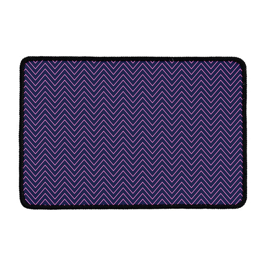 Navy And Pink Zigzag Pattern Print Kitchen Mat