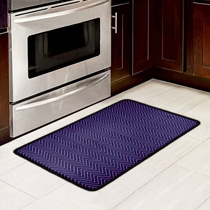 Navy And Pink Zigzag Pattern Print Kitchen Mat