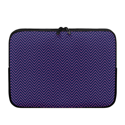 Navy And Pink Zigzag Pattern Print Laptop Sleeve