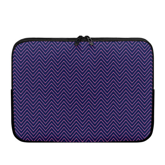 Navy And Pink Zigzag Pattern Print Laptop Sleeve