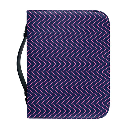 Navy And Pink Zigzag Pattern Print Leather Bible Cover