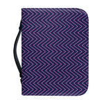 Navy And Pink Zigzag Pattern Print Leather Bible Cover