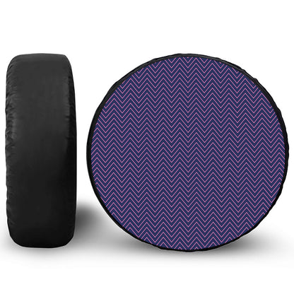 Navy And Pink Zigzag Pattern Print Leather Spare Tire Cover