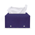 Navy And Pink Zigzag Pattern Print Leather Tissue Box Cover