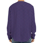 Navy And Pink Zigzag Pattern Print Long Sleeve Baseball Jersey