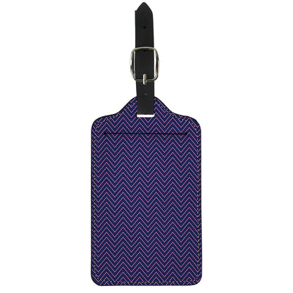 Navy And Pink Zigzag Pattern Print Luggage Tag