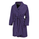 Navy And Pink Zigzag Pattern Print Men's Bathrobe
