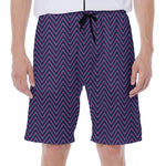Navy And Pink Zigzag Pattern Print Men's Beach Shorts
