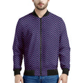 Navy And Pink Zigzag Pattern Print Men's Bomber Jacket