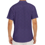 Navy And Pink Zigzag Pattern Print Men's Deep V-Neck Shirt