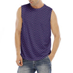 Navy And Pink Zigzag Pattern Print Men's Fitness Tank Top
