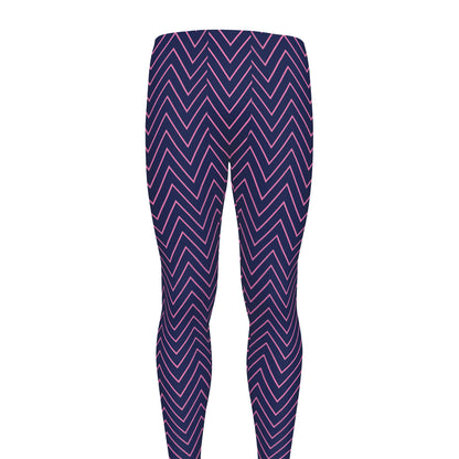 Navy And Pink Zigzag Pattern Print Men's leggings