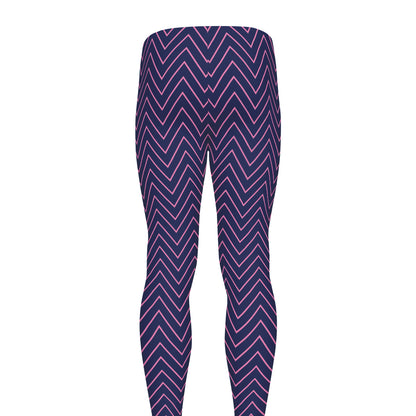 Navy And Pink Zigzag Pattern Print Men's leggings