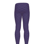 Navy And Pink Zigzag Pattern Print Men's leggings
