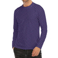 Navy And Pink Zigzag Pattern Print Men's Long Sleeve Rash Guard
