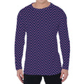 Navy And Pink Zigzag Pattern Print Men's Long Sleeve T-Shirt