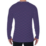 Navy And Pink Zigzag Pattern Print Men's Long Sleeve T-Shirt