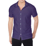 Navy And Pink Zigzag Pattern Print Men's Shirt