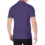 Navy And Pink Zigzag Pattern Print Men's Shirt