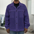 Navy And Pink Zigzag Pattern Print Men's Shirt Jacket
