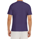 Navy And Pink Zigzag Pattern Print Men's Short Sleeve Rash Guard