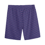 Navy And Pink Zigzag Pattern Print Men's Sports Shorts