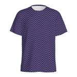 Navy And Pink Zigzag Pattern Print Men's Sports T-Shirt