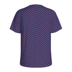 Navy And Pink Zigzag Pattern Print Men's Sports T-Shirt