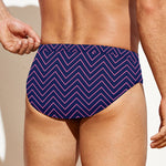 Navy And Pink Zigzag Pattern Print Men's Swim Briefs