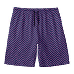 Navy And Pink Zigzag Pattern Print Men's Swim Trunks