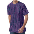 Navy And Pink Zigzag Pattern Print Men's Velvet T-Shirt
