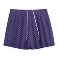 Navy And Pink Zigzag Pattern Print Mesh Shorts