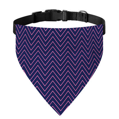 Navy And Pink Zigzag Pattern Print Over The Collar Dog Bandana