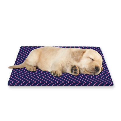 Navy And Pink Zigzag Pattern Print Pet Cooling Mat Cover