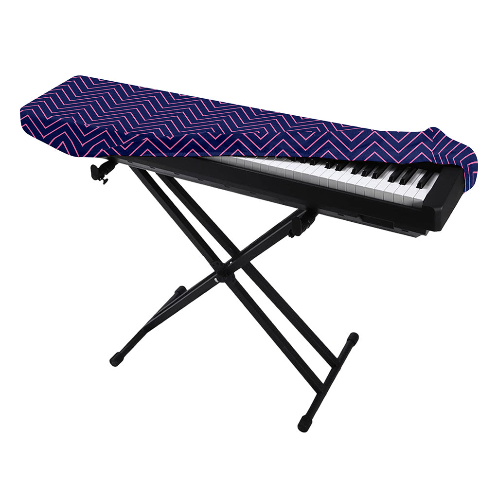 Navy And Pink Zigzag Pattern Print Piano Keyboard Cover