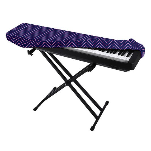 Navy And Pink Zigzag Pattern Print Piano Keyboard Cover