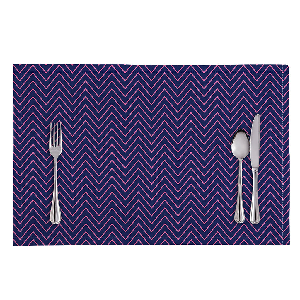 Navy And Pink Zigzag Pattern Print Placemat