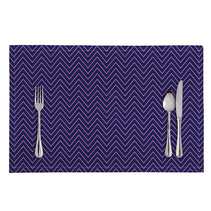 Navy And Pink Zigzag Pattern Print Placemat