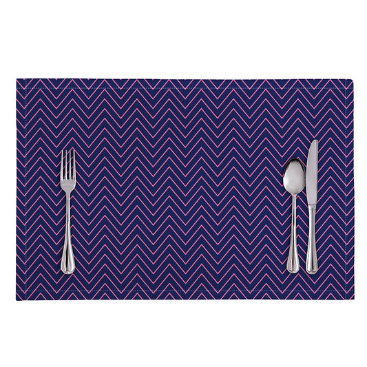 Navy And Pink Zigzag Pattern Print Placemat