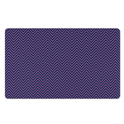 Navy And Pink Zigzag Pattern Print Polyester Doormat