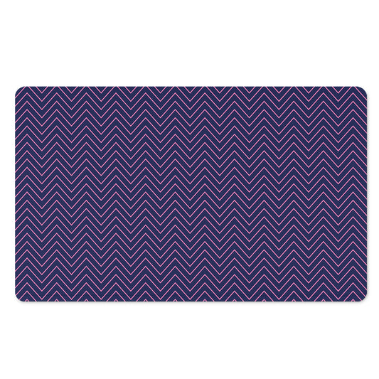 Navy And Pink Zigzag Pattern Print Polyester Doormat
