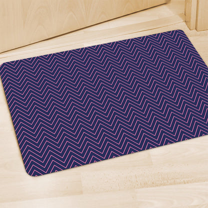 Navy And Pink Zigzag Pattern Print Polyester Doormat